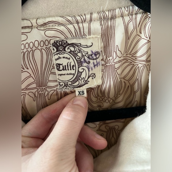 Anthropologie Tulle Wool Blend Cream Peacoat, Size XS - Picture 4 of 13